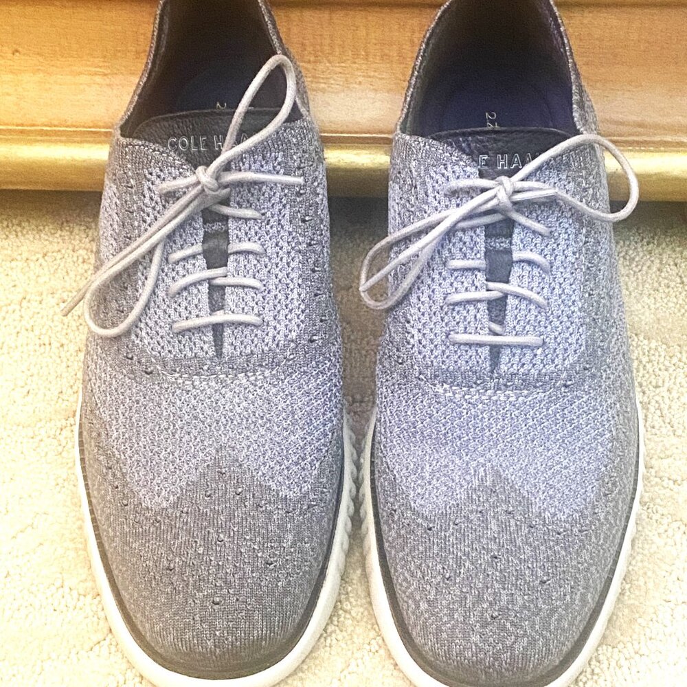 COLE HAAN ZERO GRAND GRAY MESH LEATHER TRIM WINGTIP SNEAKERS SHOES SIZE: 10.5